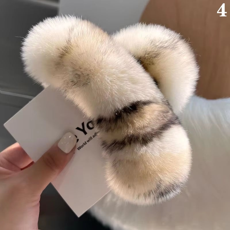 Winter Faux Fur Hair Claw Rabbit Hair Hairpins Plush Hair Clip Barrette Crab Headwear for Women Girls Hair Accessories