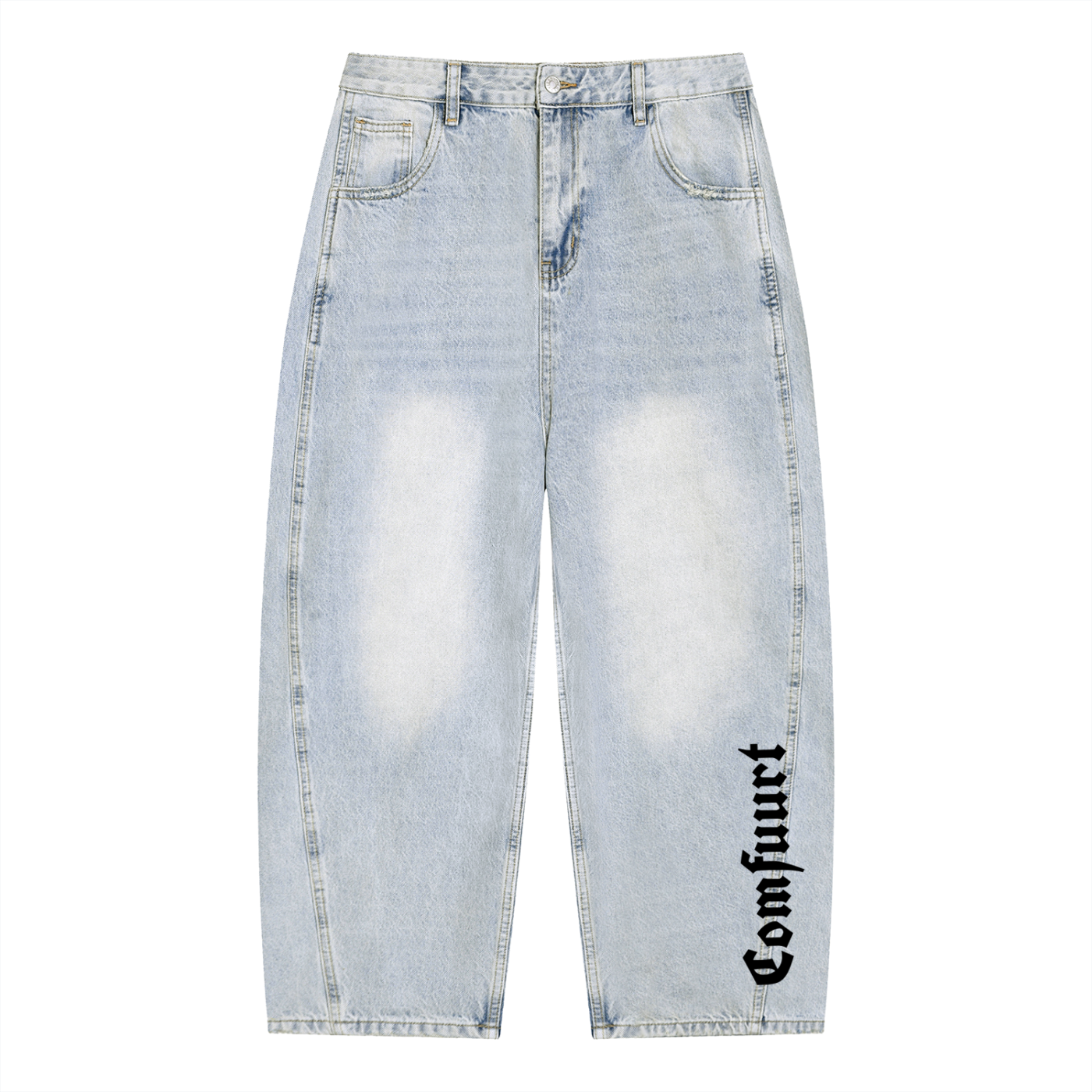 VINTAGE WASH SUNFADE BARREL LEG JEANS