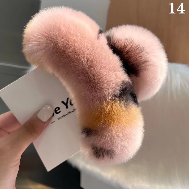 Winter Faux Fur Hair Claw Rabbit Hair Hairpins Plush Hair Clip Barrette Crab Headwear for Women Girls Hair Accessories